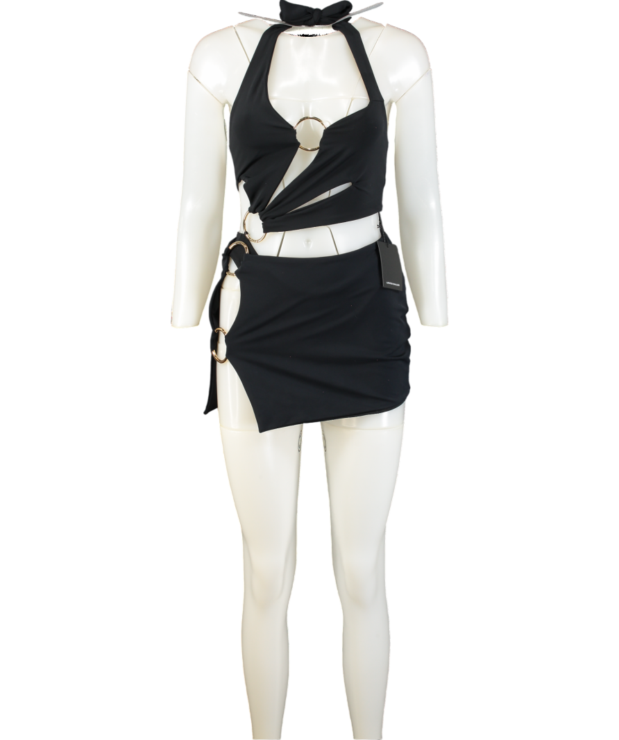 Louisa Ballou Black 2-piece Cut Out One-piece Swimsuit Uk S And Ring Skirt Set UK M