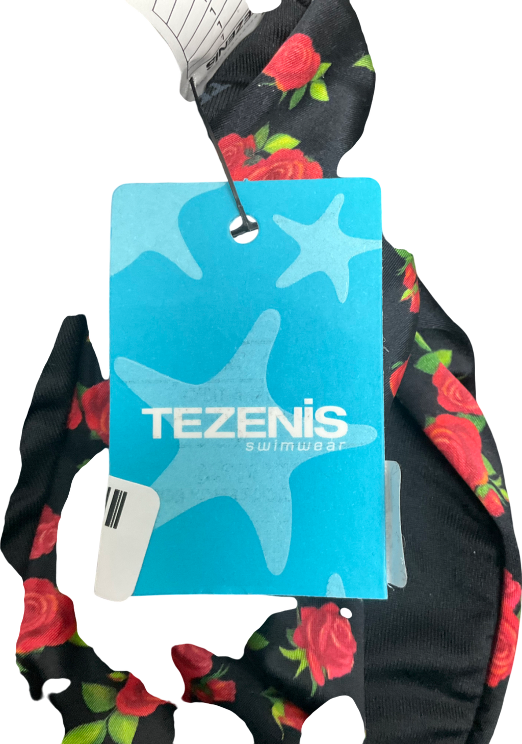 Tezenis Black Rose Print Bikini - Bottoms Uk L, Top UK 8
