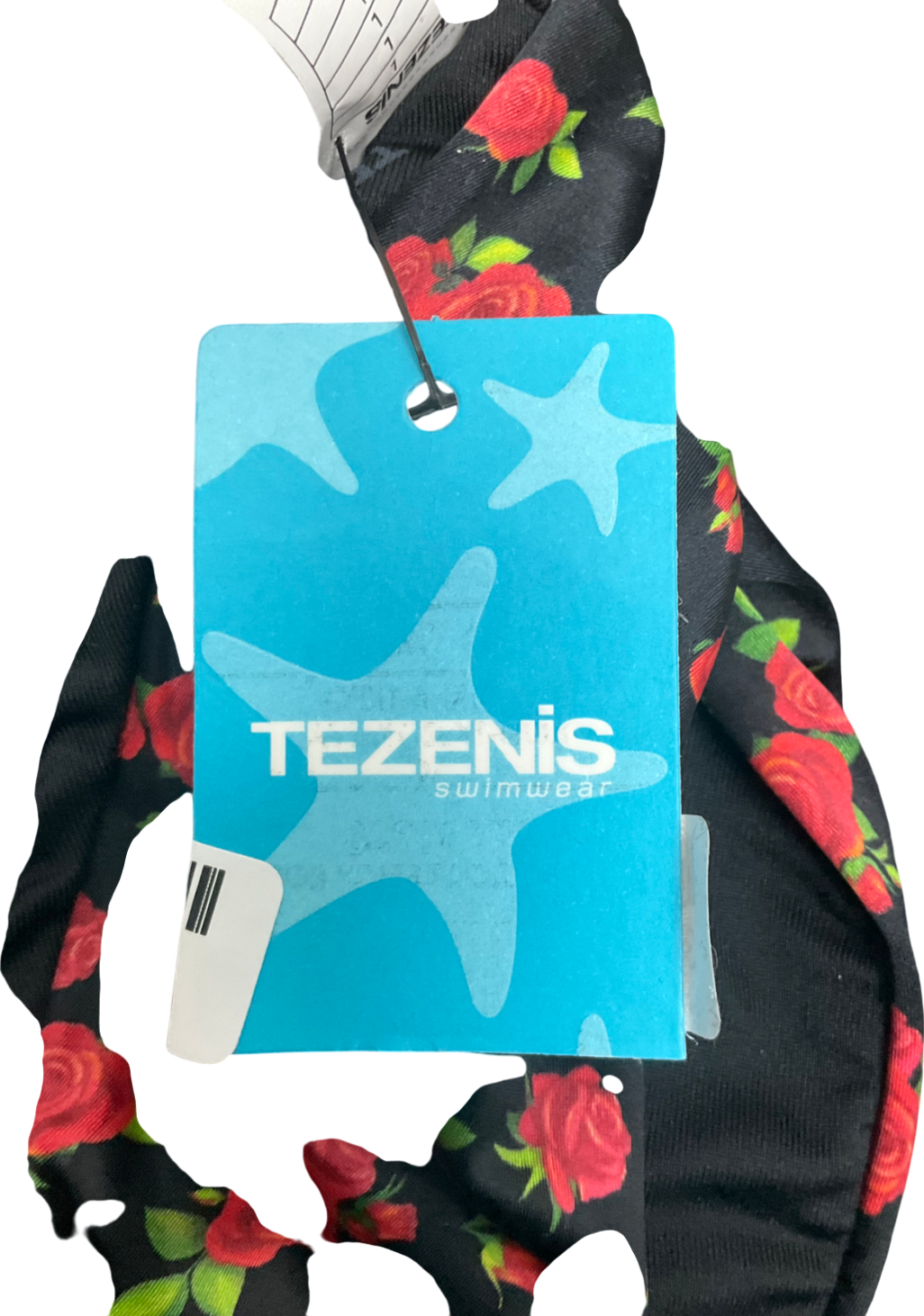 Tezenis Black Rose Print Bikini - Bottoms Uk L, Top UK 8
