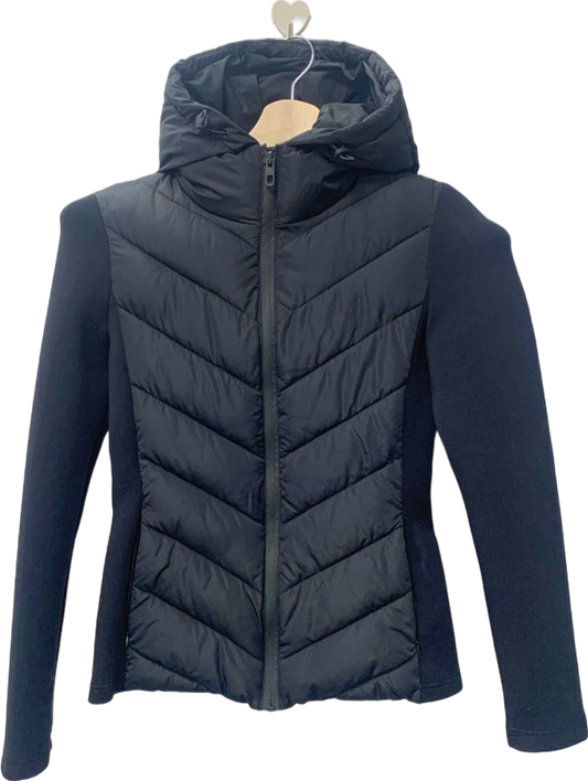 Zara Black Hooded Puffer Jacket XS