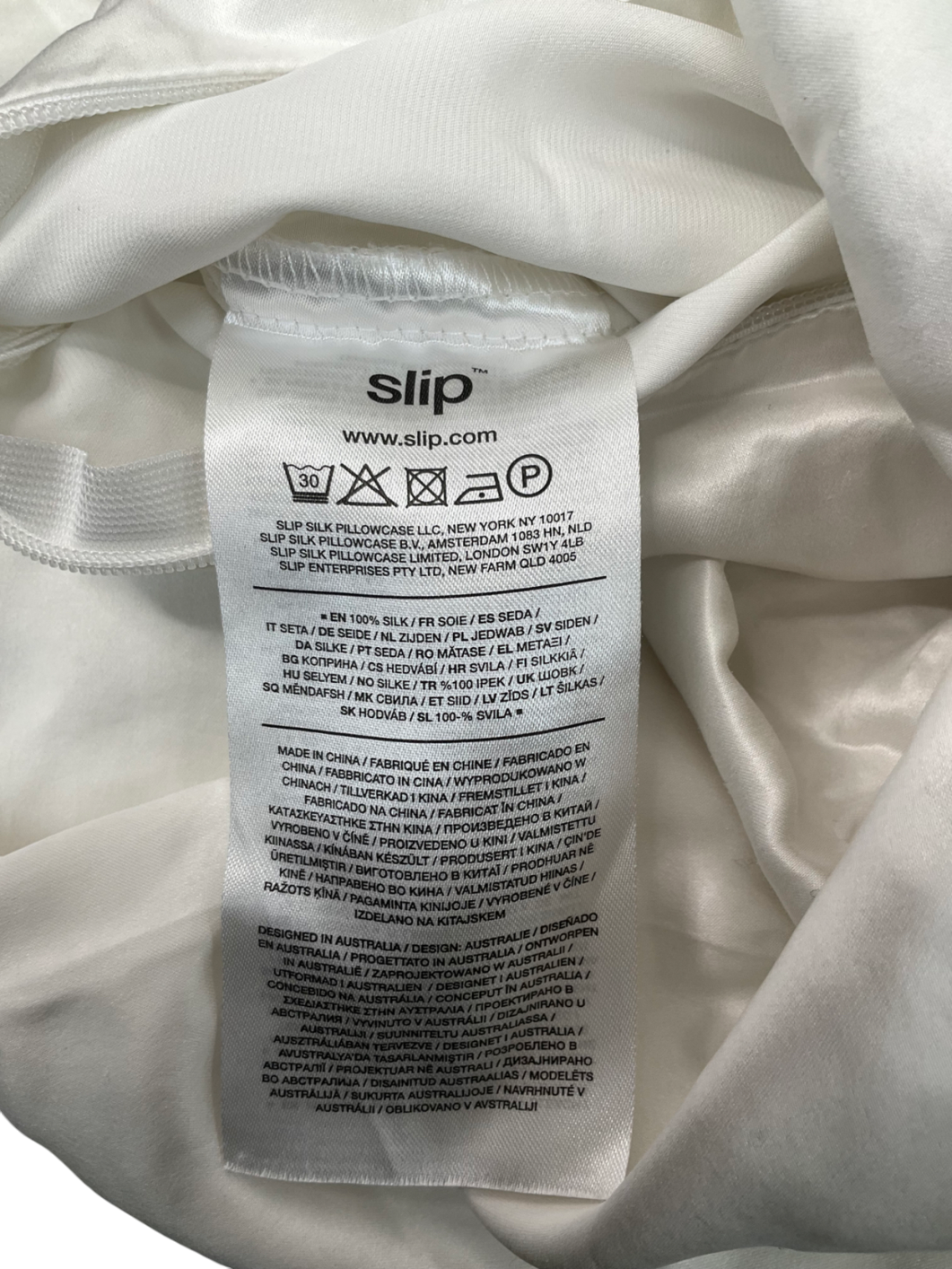 Slip White Queen Zippered Pillowcase 100% Silk One Size