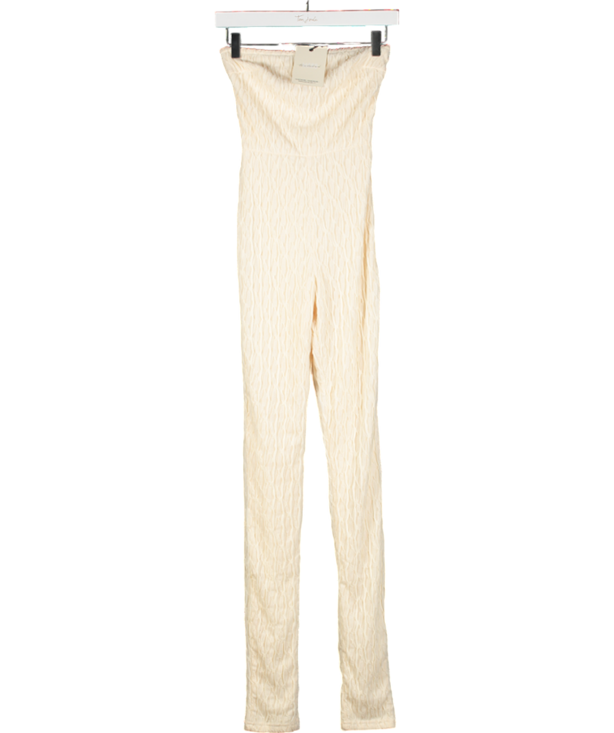Mars the Label Cream Textured Bandeau Jumpsuit UK 6