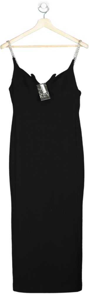 KEY COUTURE Black MIRA Maxi Dress with Chain UK M