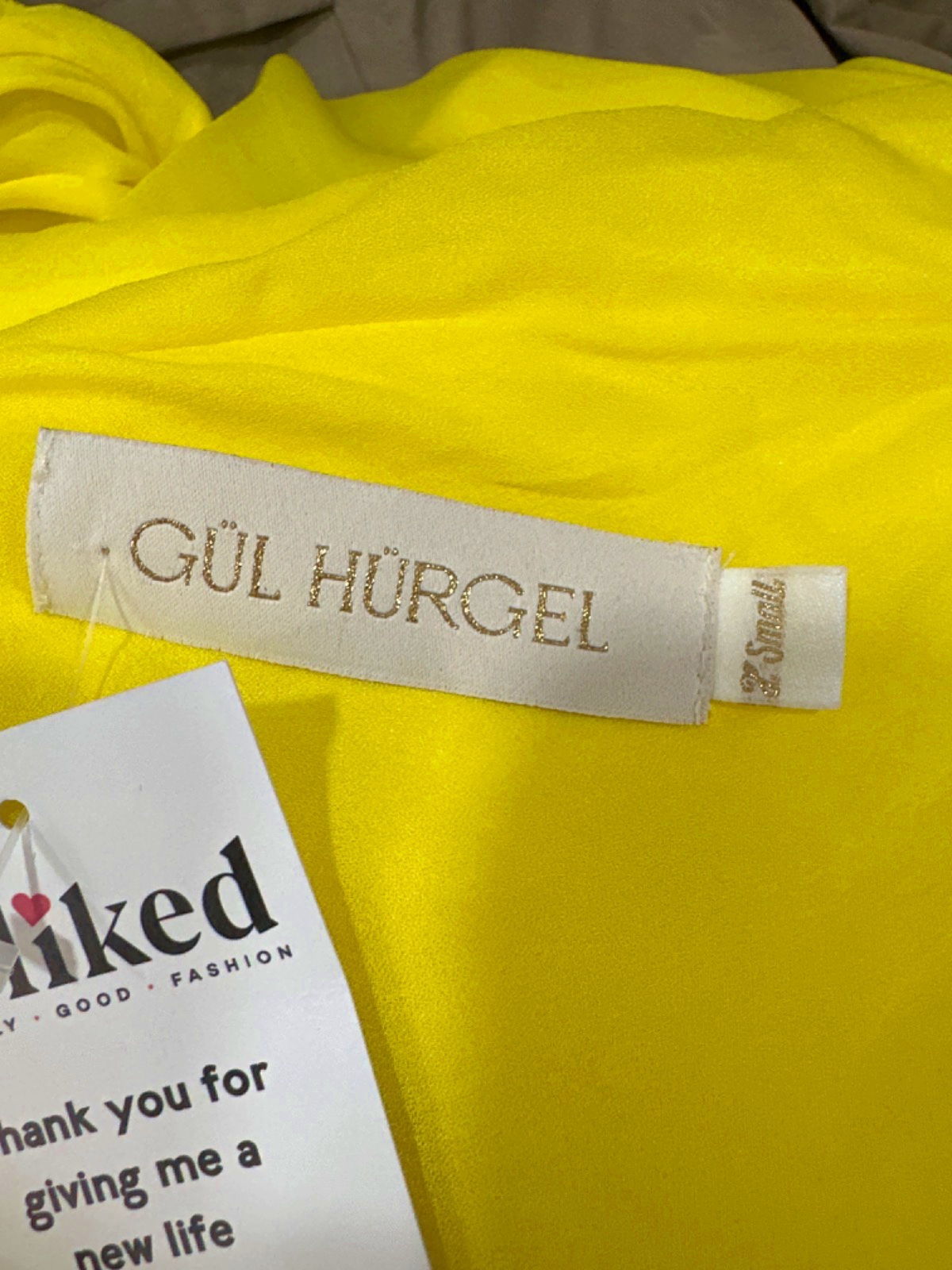 Gül Hürgel Yellow Off-Shoulder Ruffle Dress UK XS