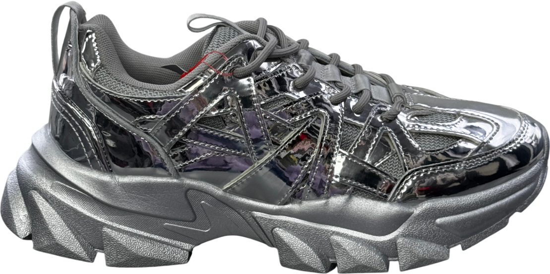 ASOS Metallic Design Chunky Trainers In Silver UK 9 EU 43 👞