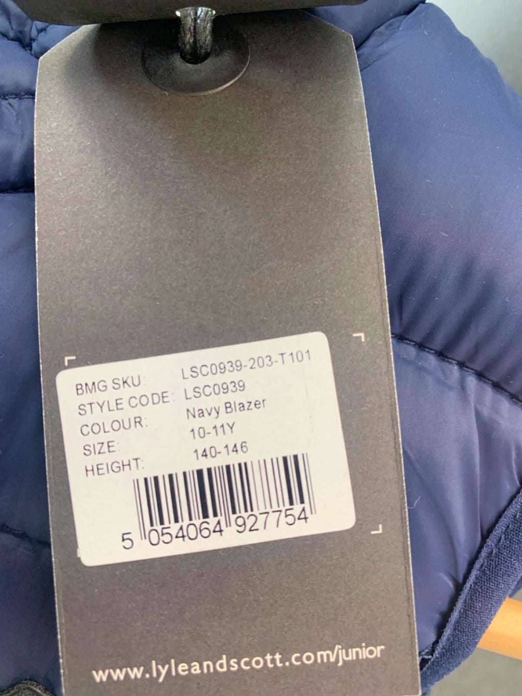 Lyle & Scott Navy Showerproof Puffer Gilet 10-11 Years