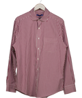 J. MCLAUGHLIN Cotton Poplin Burgundy / White Striped Shirt UK L
