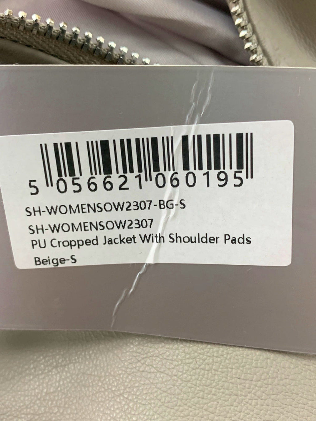 Cernucci Beige PU Cropped Jacket with Shoulder Pads UK S