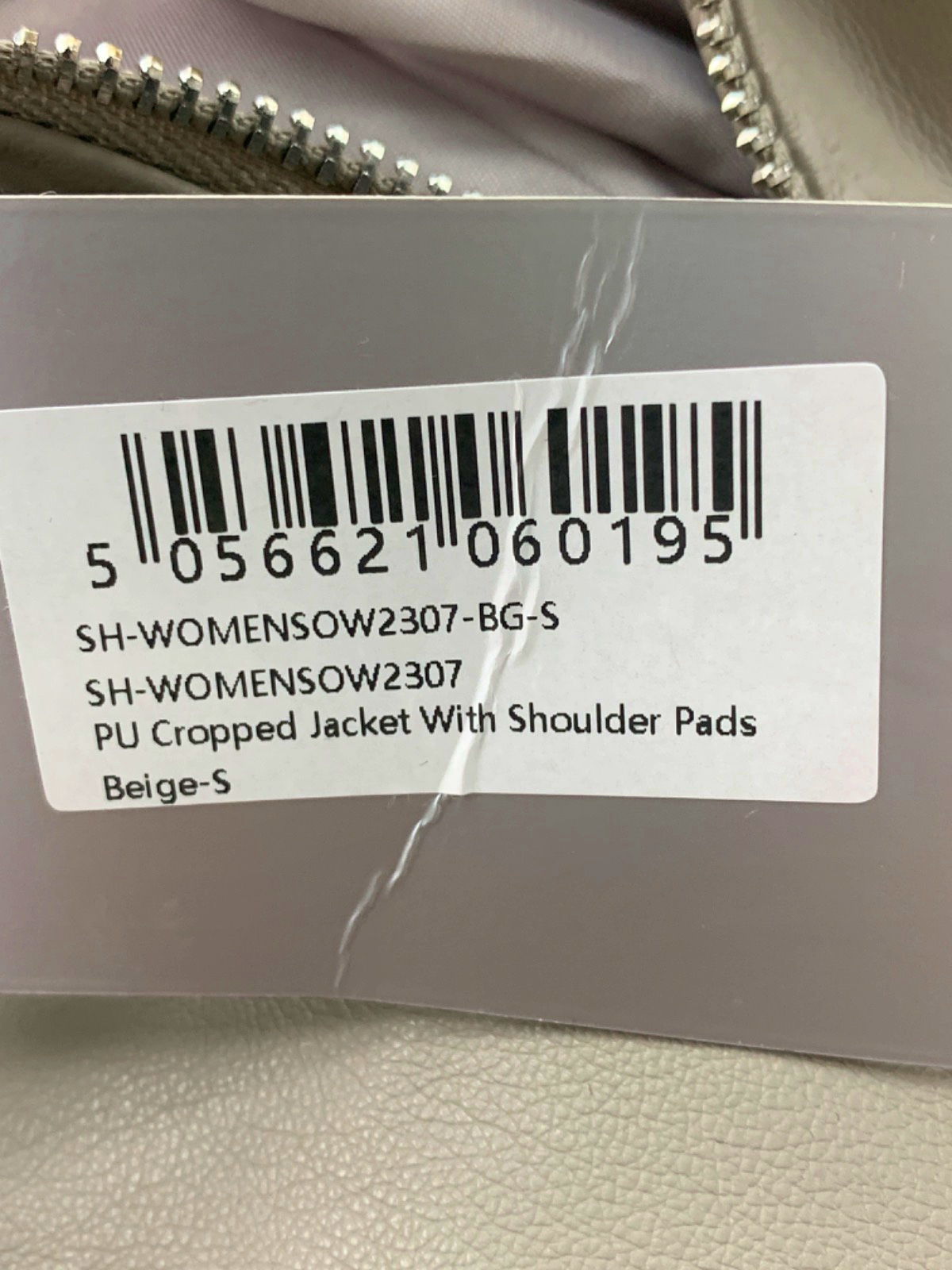 Cernucci Beige PU Cropped Jacket with Shoulder Pads UK S