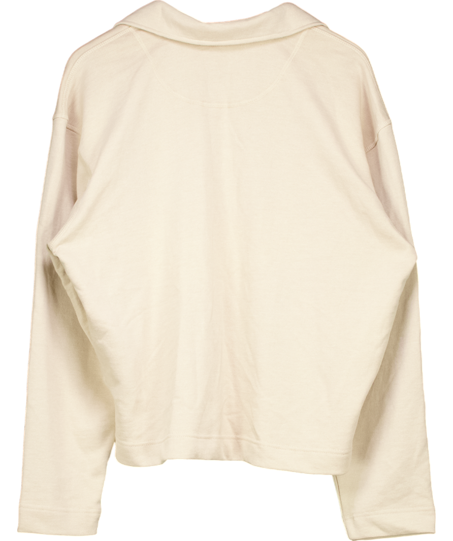 boohoo Beige Oversized Boxy Open Collar Sweatshirt UK S
