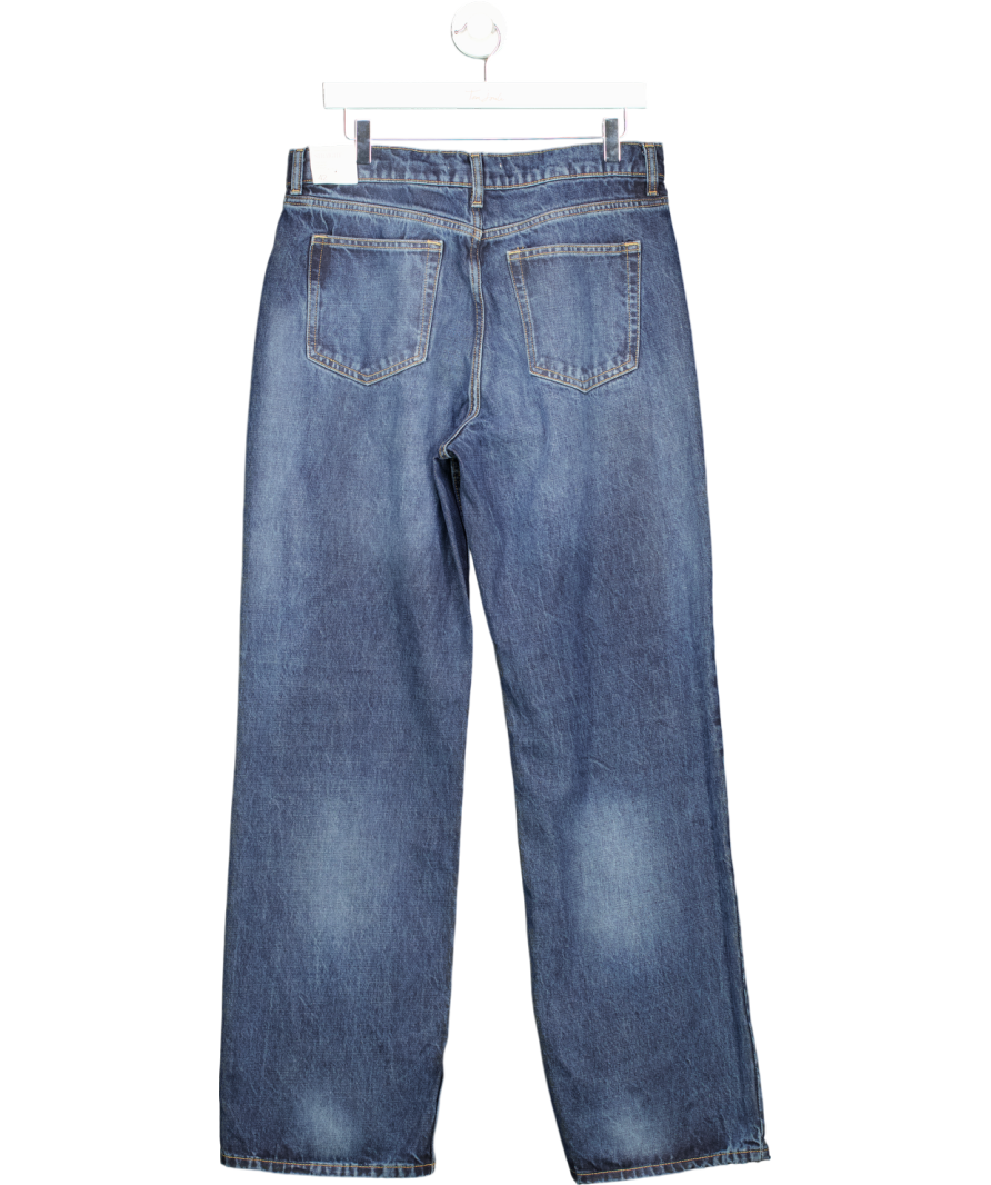 MANGO Blue High Waist Straight Jeans UK 14