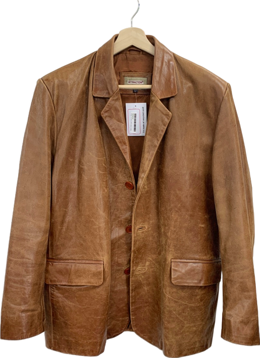 Attraction Brown Leather Blazer UK L