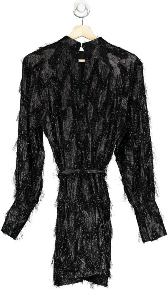 Friends Like These Millie Mackintosh Black Shimmer Long Sleeve Mini Dress UK S