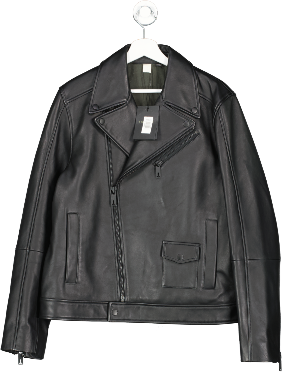 Ted Baker Black Leather Biker Jacket UK M