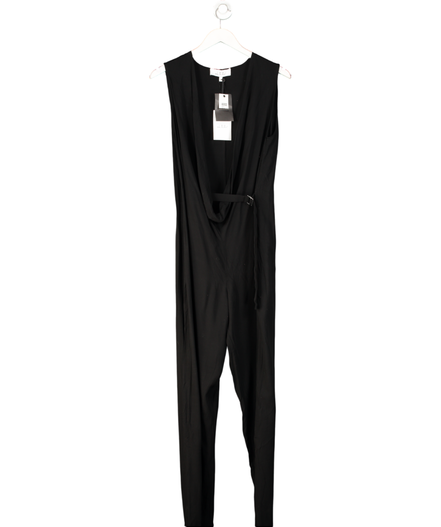 IRO Black Viscose Belted Jumpsuit UK 10