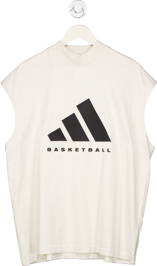 Adidas White Basketball Sleeveless Top UK S