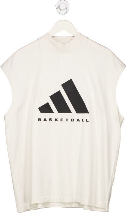 Adidas White Basketball Sleeveless Top UK S