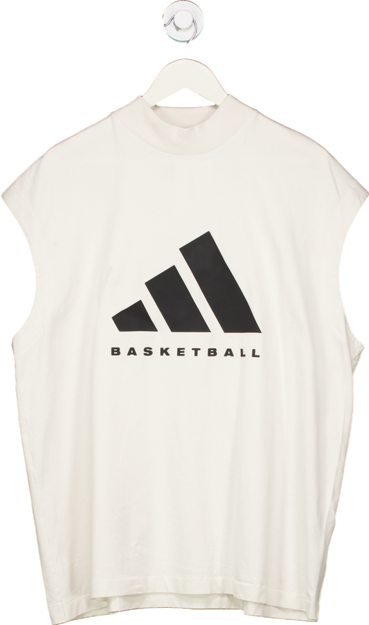 Adidas White Basketball Sleeveless Top UK S