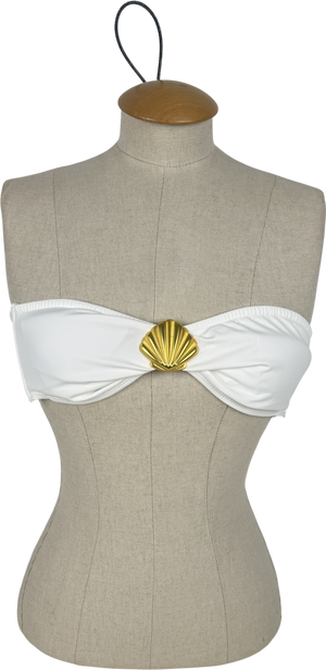 4th & Reckless White Gold Hardware Bandeau Bikini Top UK 8