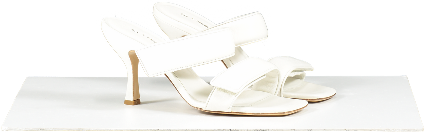GIA BORGHINI X Pernille Teisbaek Perni 03 Leather Sandals In White UK 6 EU 39 👠