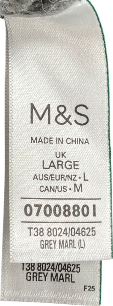 M&S Grey Chunky Funnel Neck Zip Up Jumpe UK L