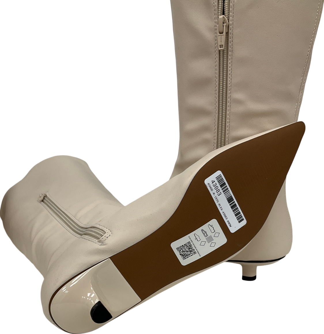 Topshop Cream Stevie Mid Heel Pointed Toe Knee High Boots In Off White UK 6 EU 39 👠