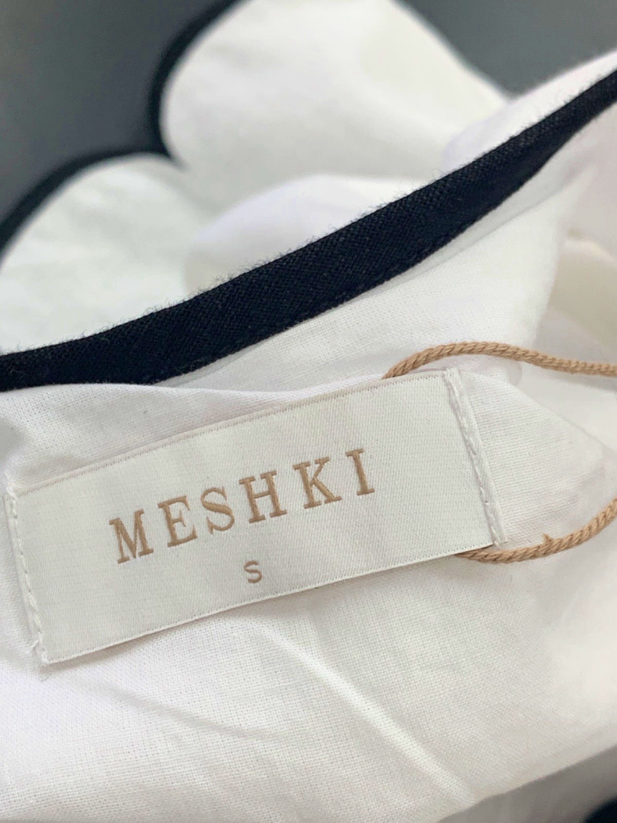 Meshki White Scalloped-Hem Dress UK S