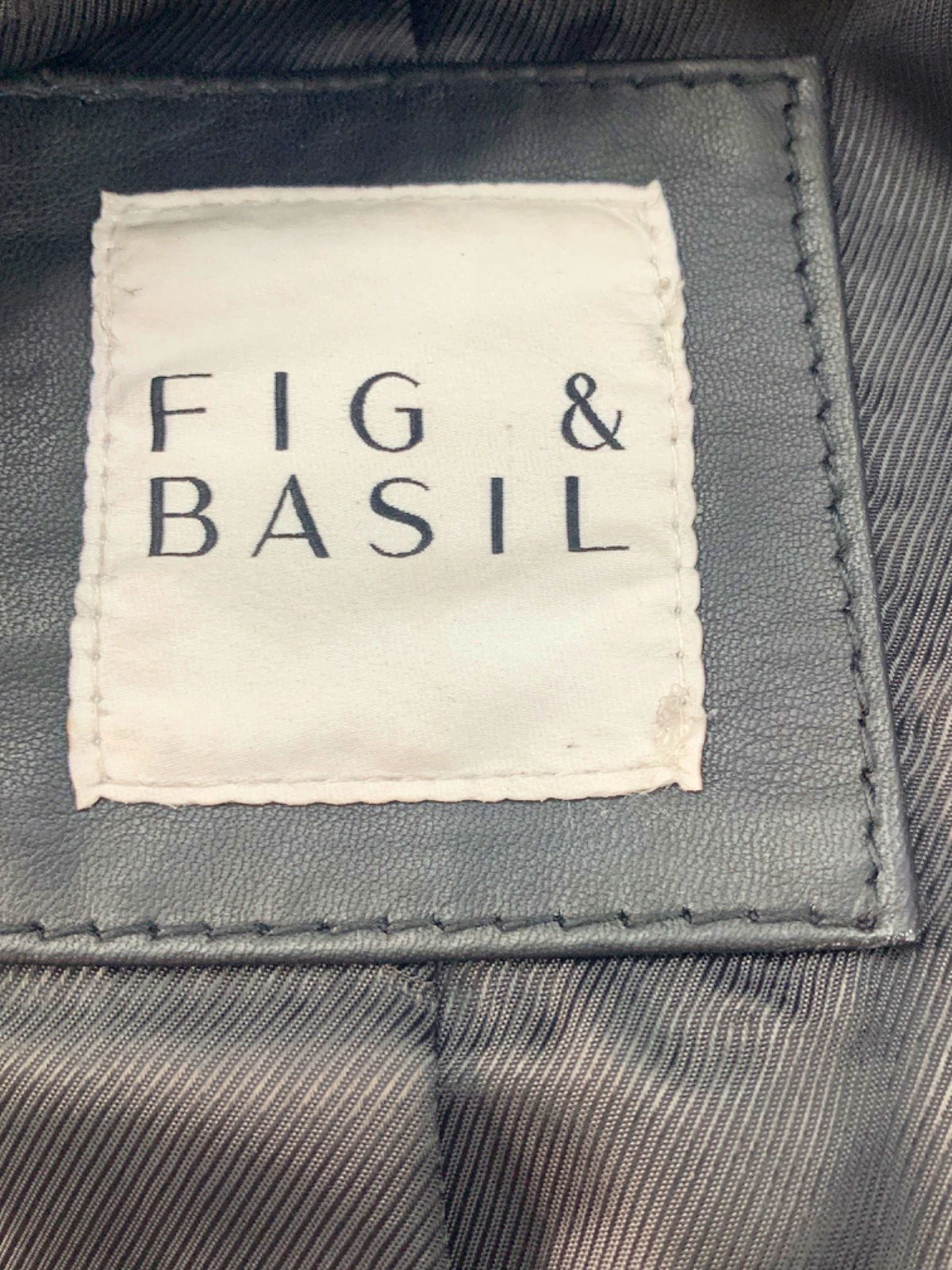 Fig & Basil Black Real Leather Coat UK 12