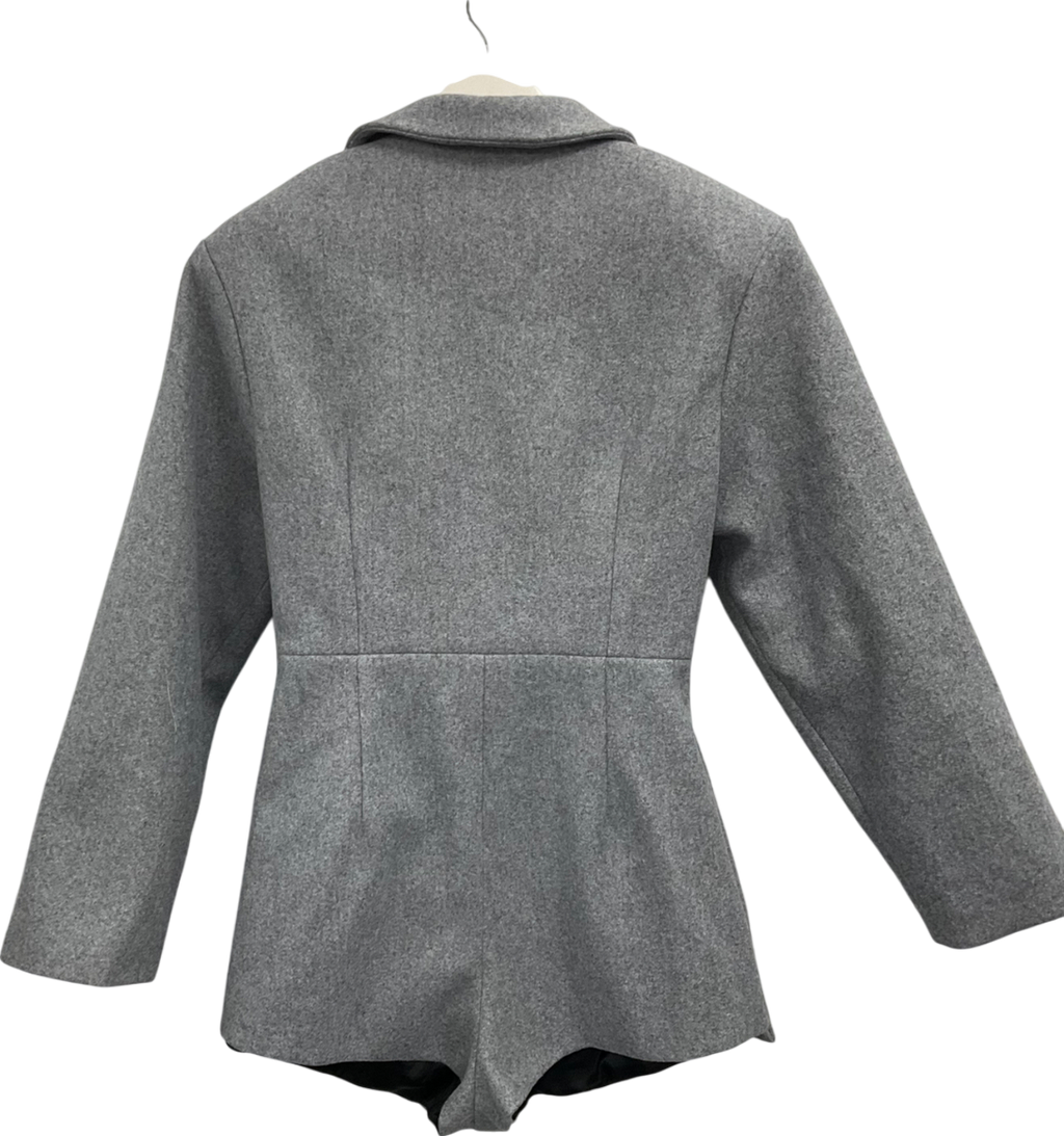 Ego Grey Long Sleeve Cinched Waist Wool Look Blazer UK 14