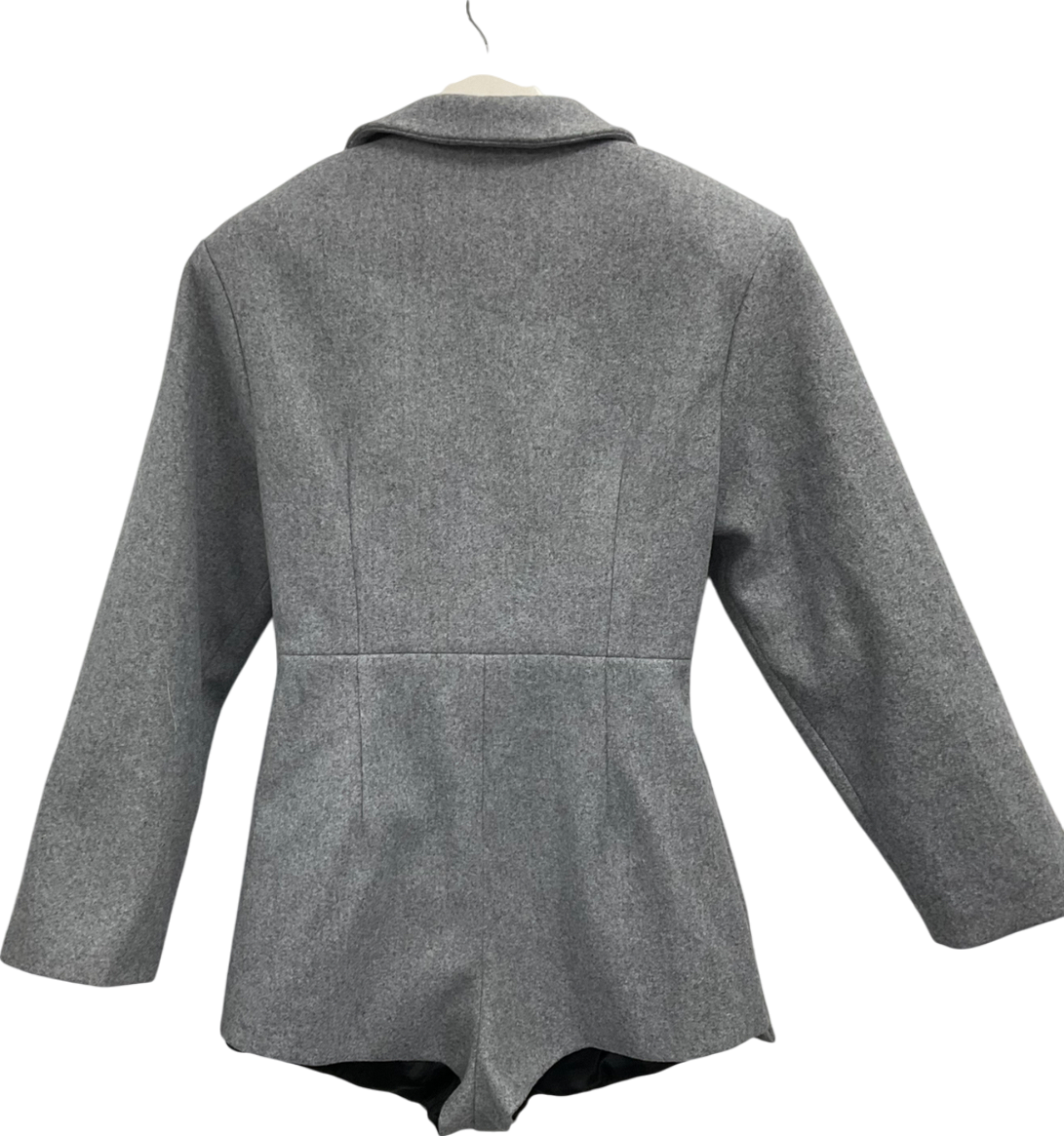 Ego Grey Long Sleeve Cinched Waist Wool Look Blazer UK 14