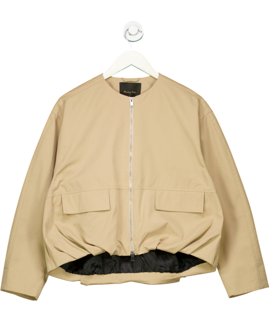 Massimo Dutti Beige Cotton Blend Collarless Jacket UK S