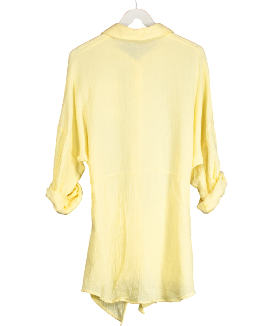 Noughts & Kisses Yellow Greta Lemon Cheesecloth Knot Dress UK XS