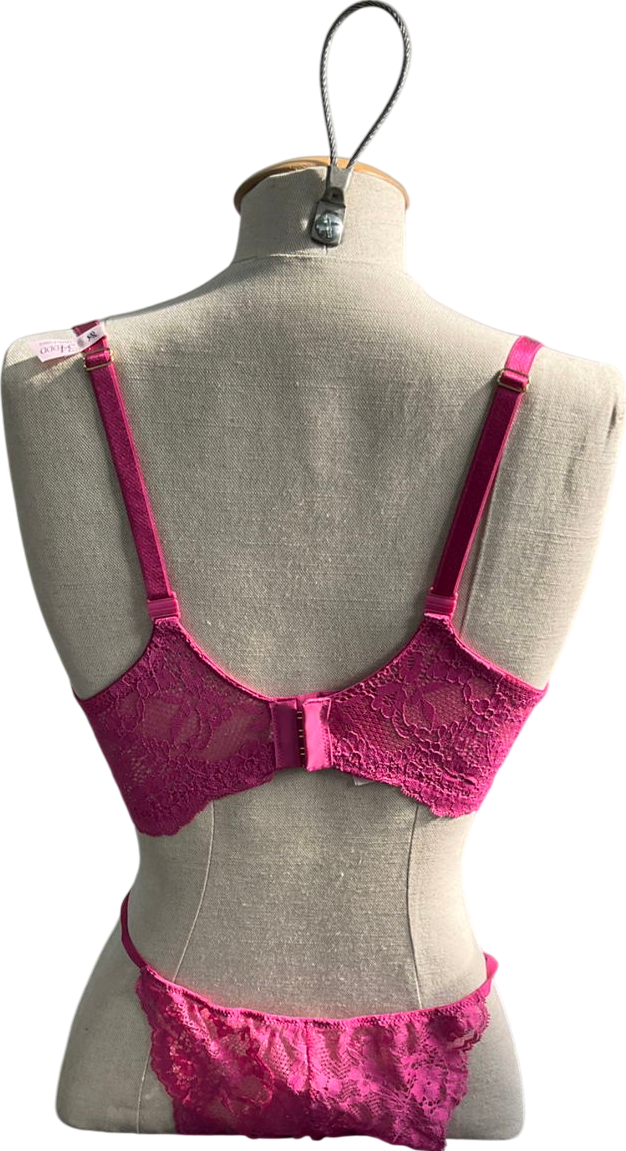 victoria secret Pink Hope Lace Trim Lightly Lined Bra & Lace Thing UK M