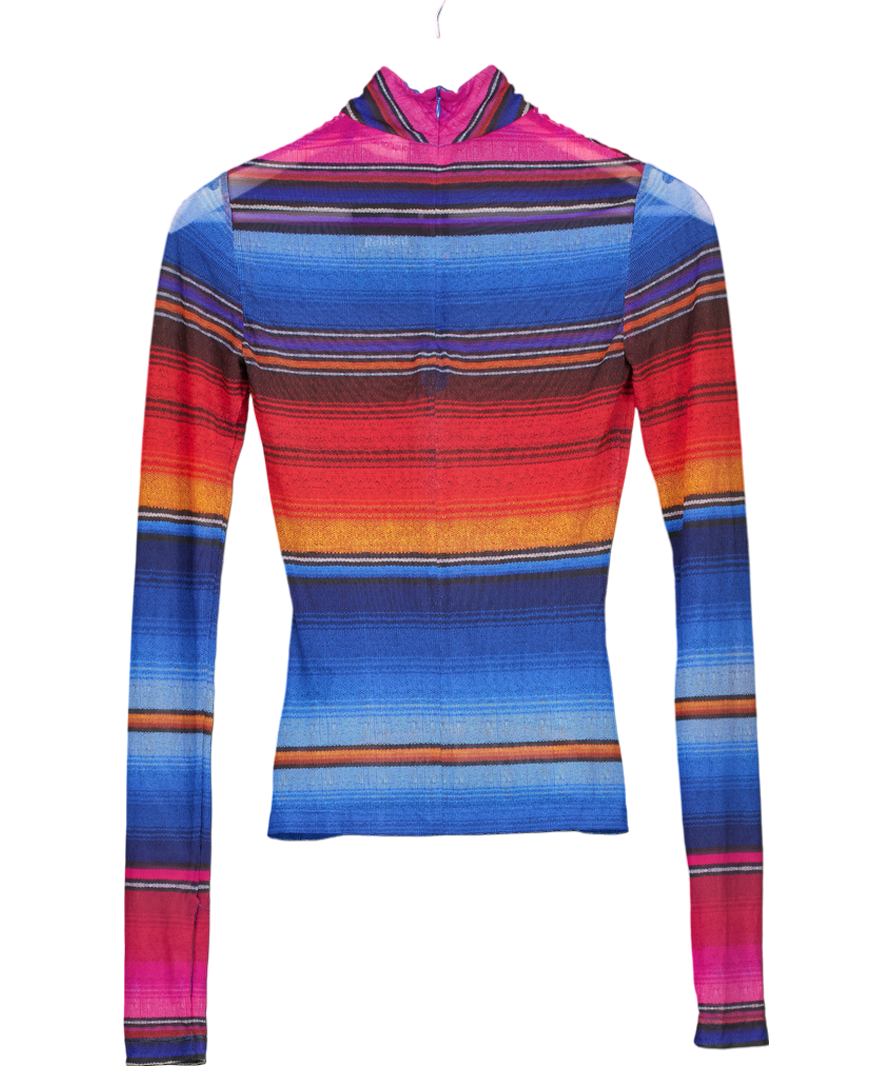 House Of Holland Multicoloured Knit Effect Sheer Mesh Striped Top UK 6