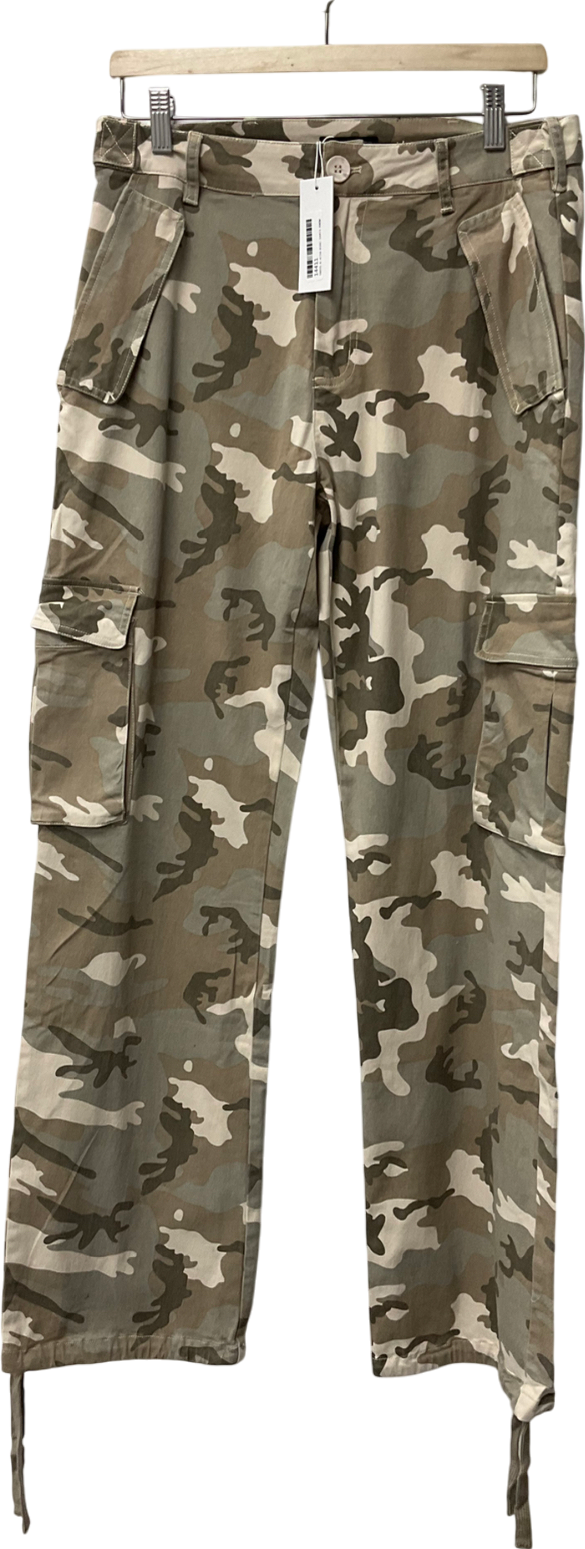 Naked Wardrobe Green Twill Cargo Trousers UK S