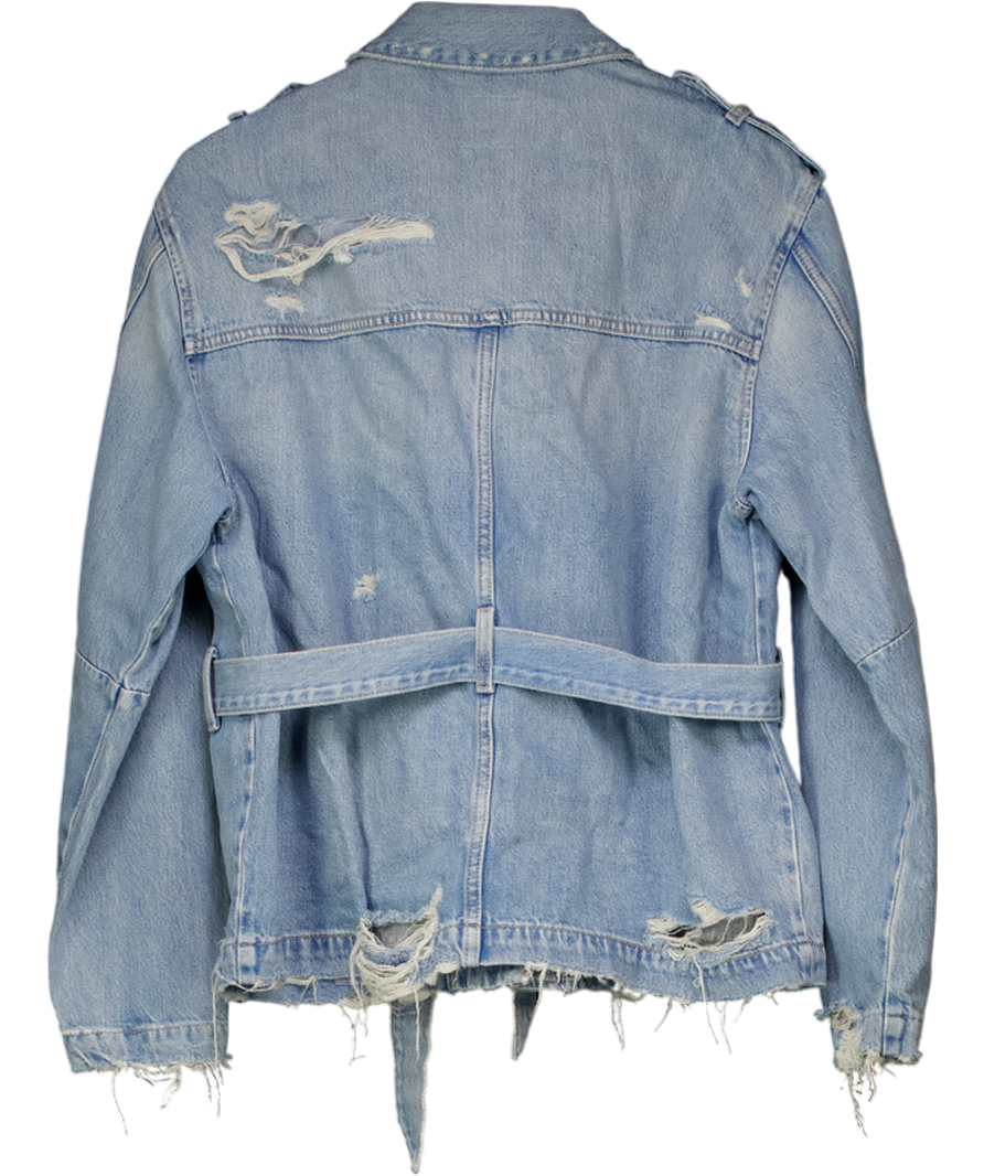 ZARA Blue Belted Denim Jacket UK M