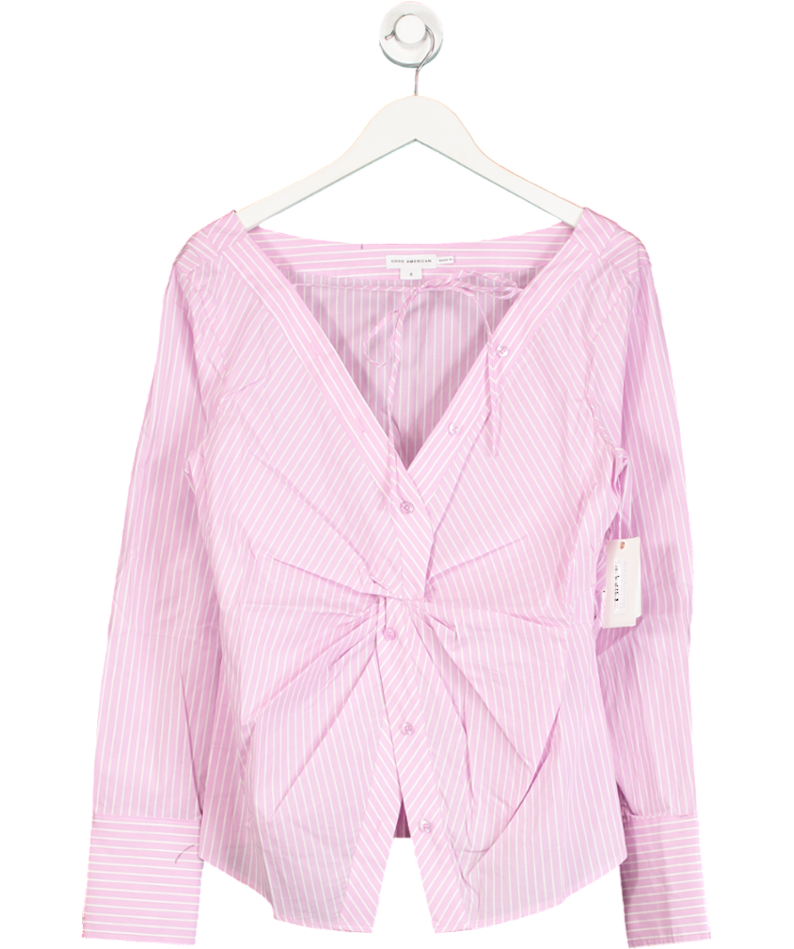 Good American Pink Poplin Off Shoulder Top UK S