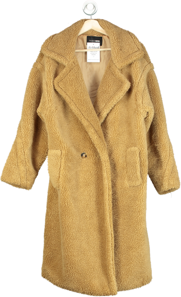 Fashion Nova Camel Teddy Coat UK S/M