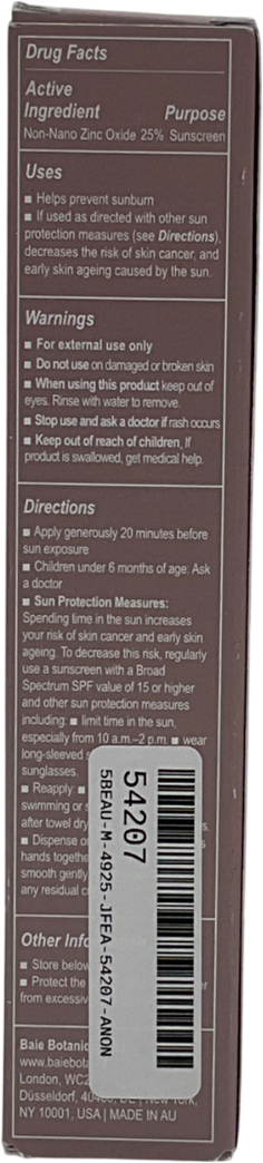 Baie botanique Organic Mineral Face & Body Sunscreen Spf 50 110g