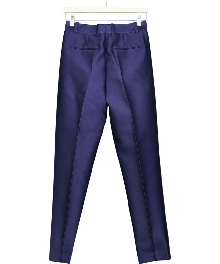 Celine Blue Vintage Wool And Silk Blend Trousers UK 6