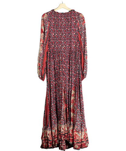 Free People Red Tie Front Floral Maxi Dress UK L