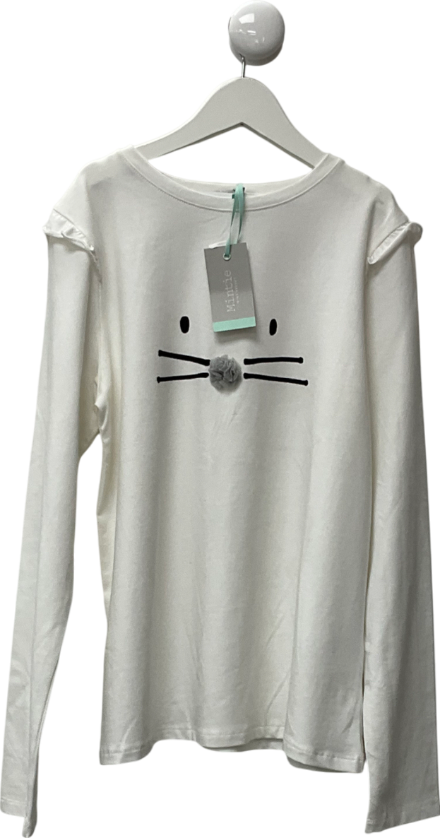 Mintie by Mint Velvet White Ivory Animal Face Ls T-shirt 12 Years