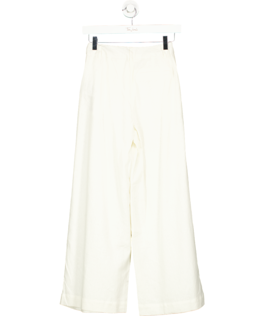 NA-KD Cream Linen Blend Ankle Length Trousers UK 4