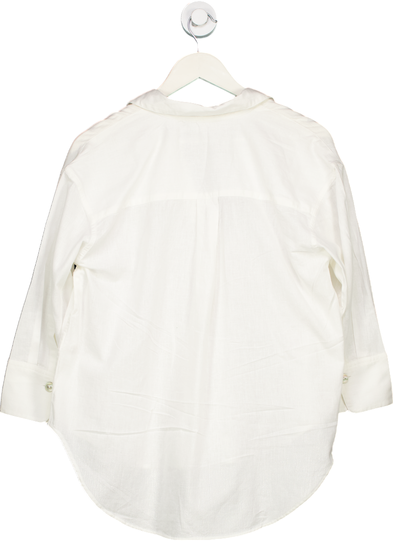 New Look White Overhead Linen Shirt UK 14