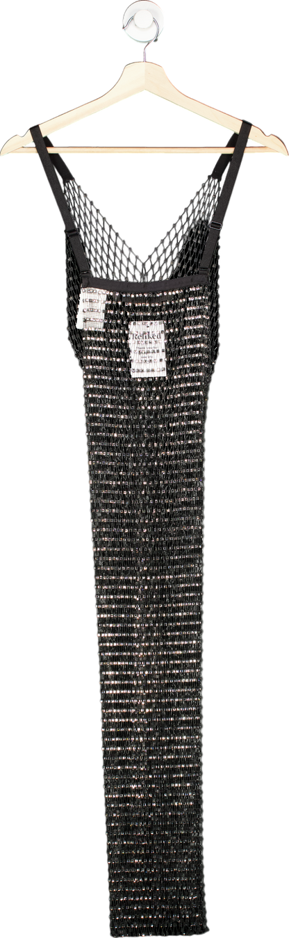 Rotate Grey Crystal-embellished Mesh Dress UK 6