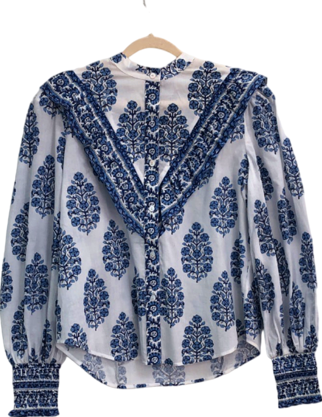 Neve & Noor Blue Tally Shirt in Indi Lapis UK S