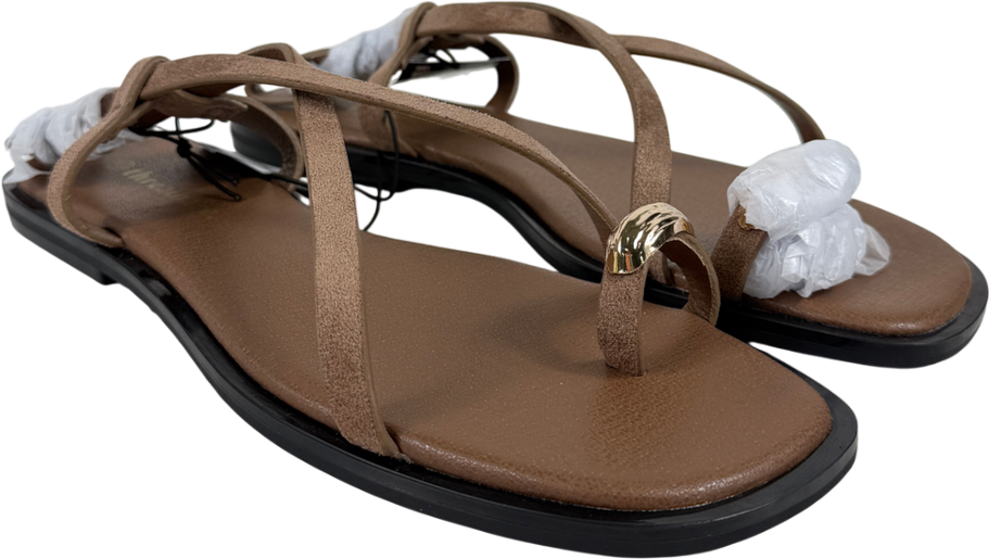 Threadbare Cross Strap Toe Loop Sandals In Mink Brown UK 5 EU 38 👠