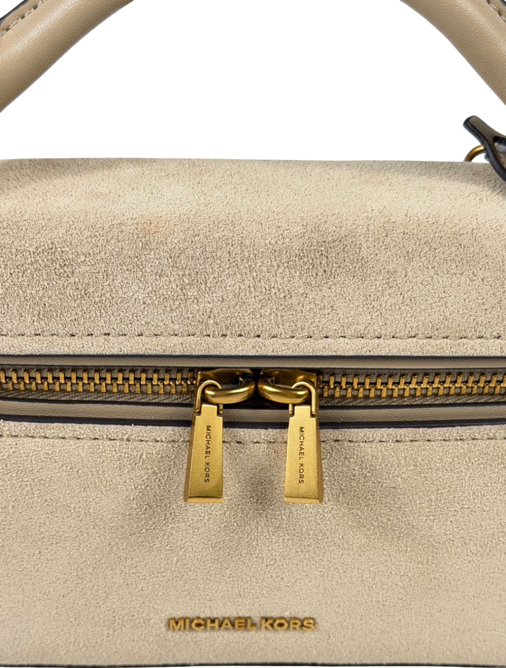 MICHAEL KORS Beige Suede Jana Extra-small Leather Convertible Crossbody Bag