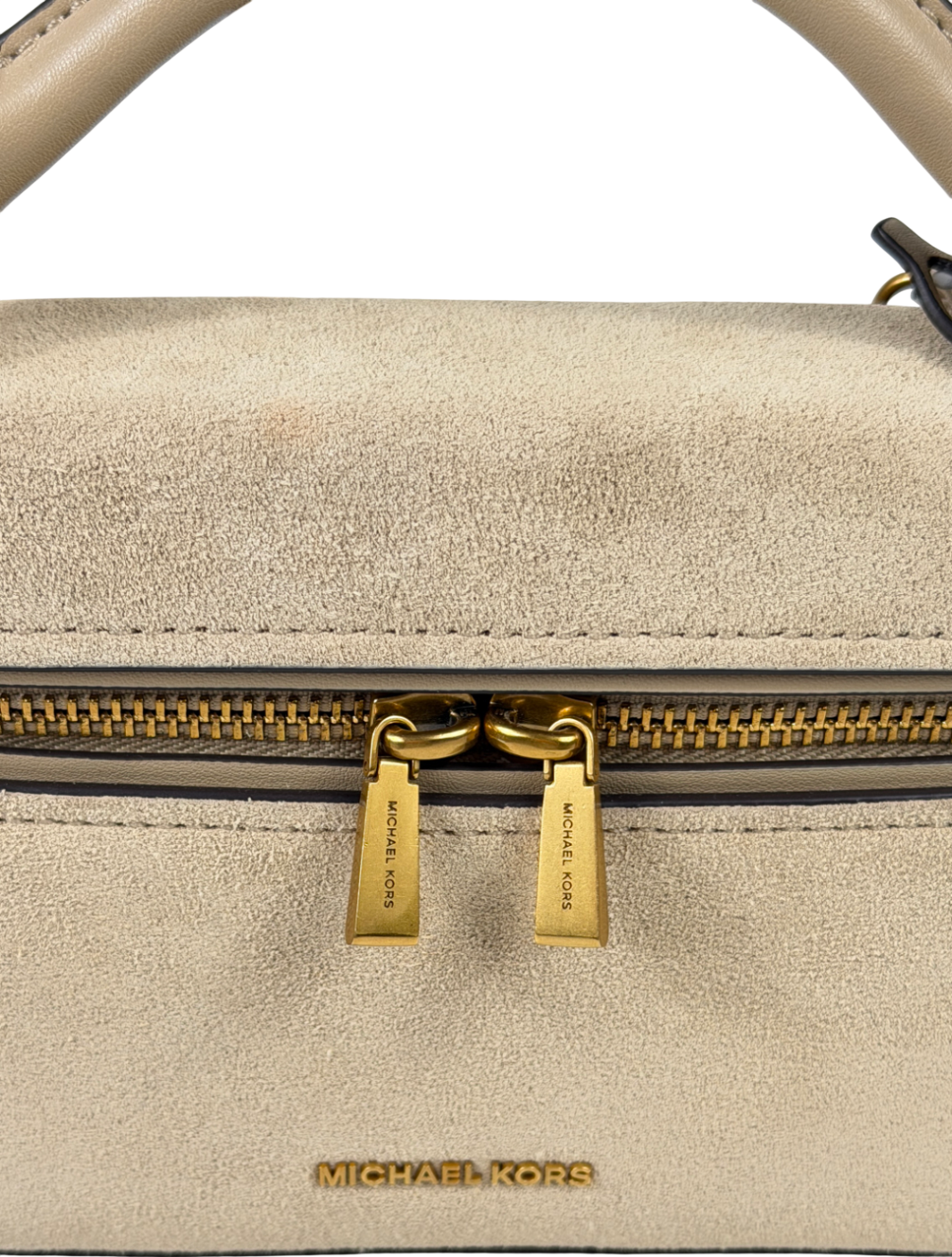 MICHAEL KORS Beige Suede Jana Extra-small Leather Convertible Crossbody Bag