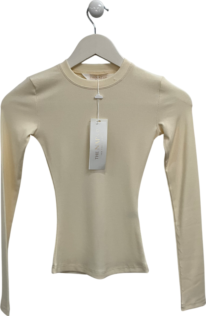 The NAP Co. Cream Pointelle Long Sleeve Top UK XS